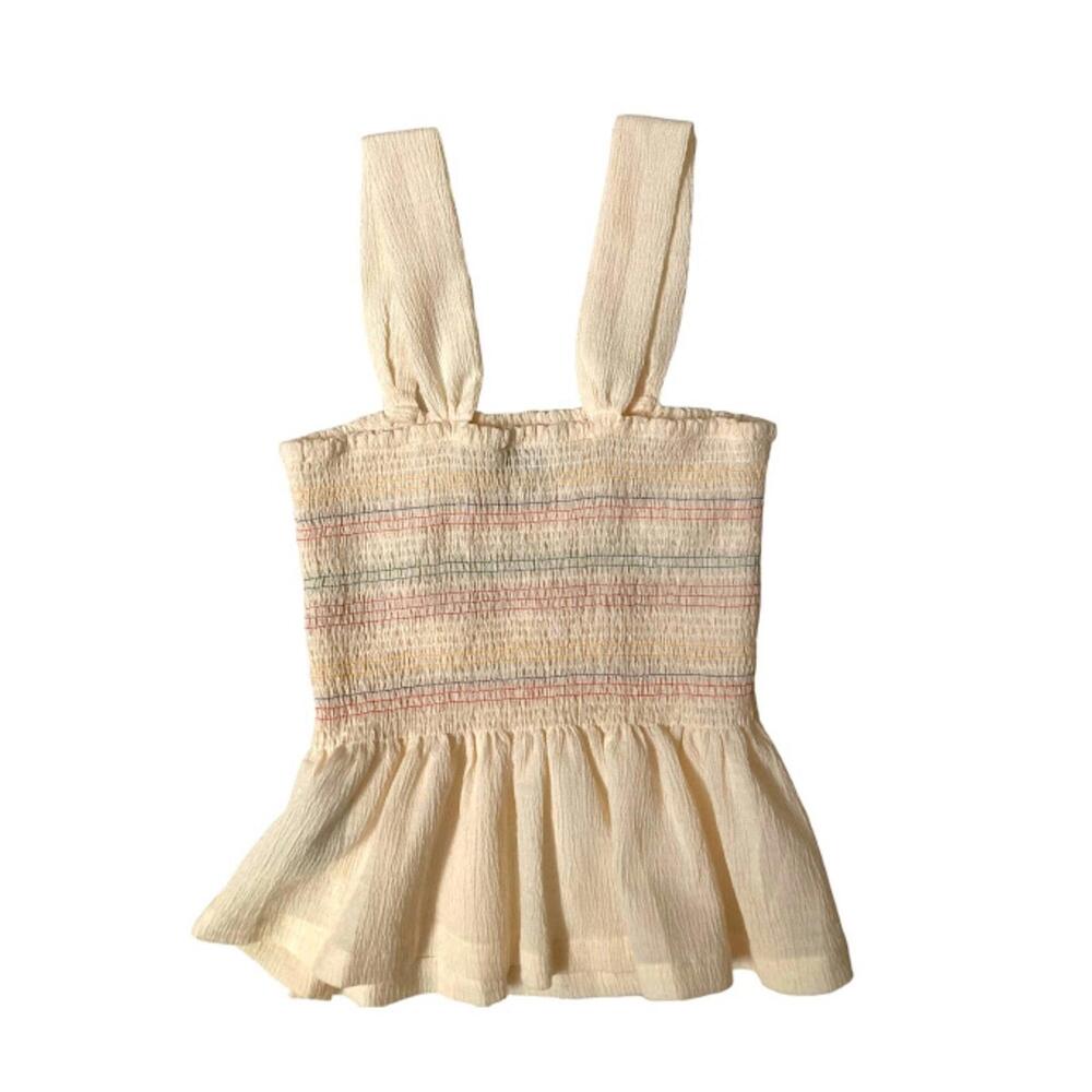 Madewell Texture & Thread Rainbow Smocked Peplum Tank Top Lightweight Size Small